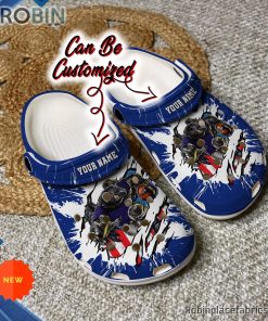Football Crocs – Personalized Baltimore Ravens Mascot Ripped Flag Clog Shoes