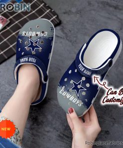 Football Crocs – Personalized Dallas Cowboys Half Tone Drip Flannel Clog Shoes