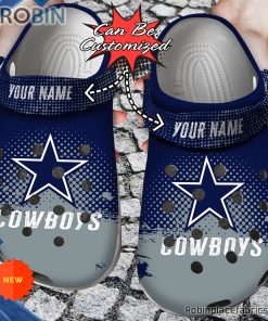 Football Crocs – Personalized Dallas Cowboys Half Tone Drip Flannel Clog Shoes