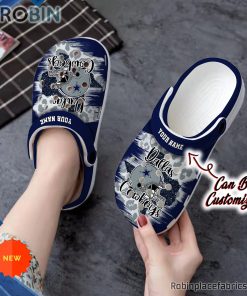 Football Crocs – Personalized Dallas Cowboys Helmets Cheetah Leopard Clog Shoes