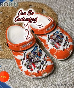 Football Crocs – Personalized Denver Broncos Mascot Ripped Flag Clog Shoes