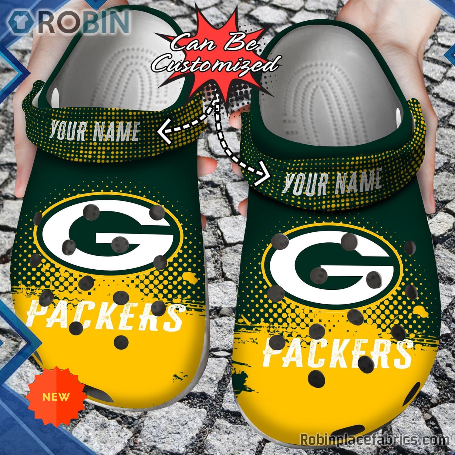 Football Crocs - Personalized Green Bay Packers Half Tone Drip Flannel ...