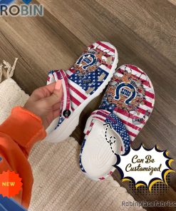 Football Crocs – Personalized Indianapolis Colts American Flag Breaking Wall Clog Shoes