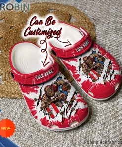 Football Crocs – Personalized Kansas City Chiefs Mascot Ripped Flag Clog Shoes Football Crocs – Personalized Kansas City Chiefs Mascot Ripped Flag Clog Shoes