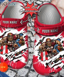 Football Crocs – Personalized Kansas City Chiefs Mascot Ripped Flag Clog Shoes