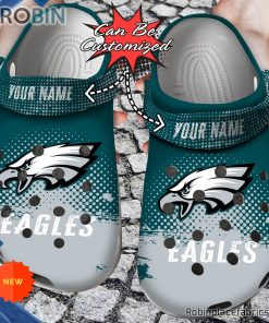 Football Crocs – Personalized Philadelphia Eagles Half Tone Drip Flannel Clog Shoes