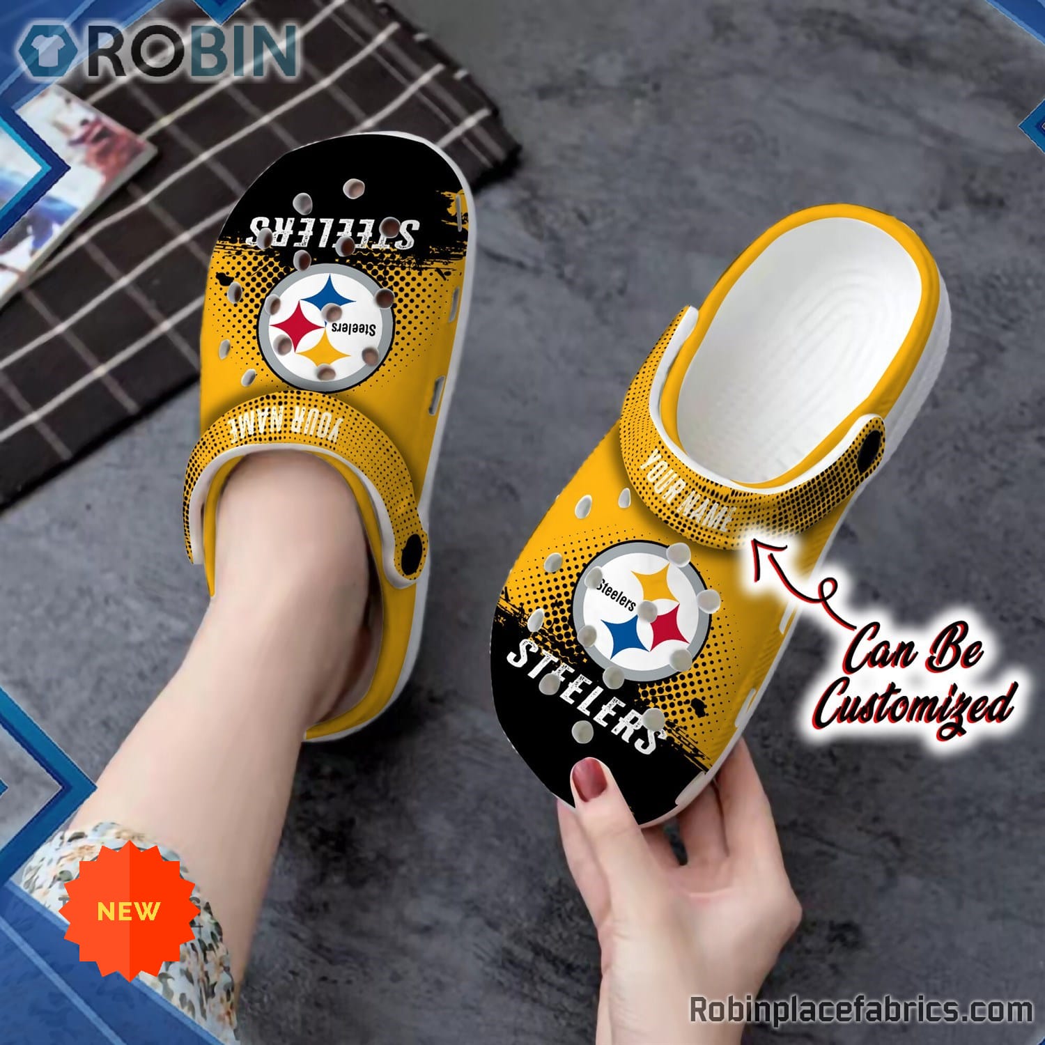 Football Crocs - Personalized Pittsburgh Steelers Half Tone Drip ...