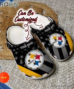 Football Crocs – Personalized Pittsburgh Steelers Star Flag Clog Shoes