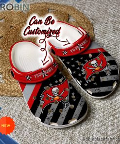 Football Crocs – Personalized Tampa Bay Buccaneers American Flag Clog Shoes