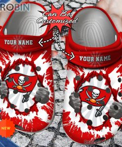 Football Crocs – Personalized Tampa Bay Buccaneers Hands Ripping Light Clog Shoes