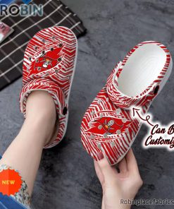Football Crocs – Personalized Tampa Bay Buccaneers Ripped Zebra Print Paint Clog Shoes