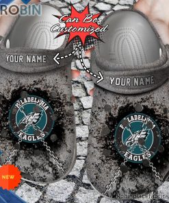 Football Crocs – Philadelphia Eagles Personalized Chain Breaking Wall Clog Shoes