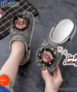 Football Crocs – San Francisco 49ers Personalized Chain Breaking Wall Clog Shoes