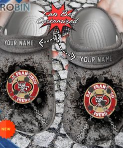 Football Crocs – San Francisco 49ers Personalized Chain Breaking Wall Clog Shoes