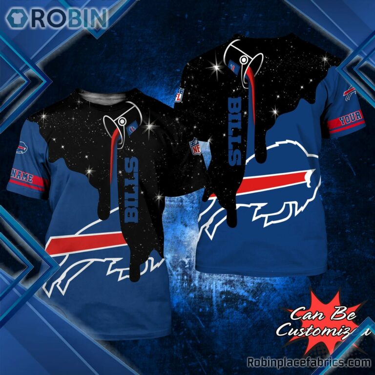Football Shirts – B.Bills Team Drip Paint Snowflake 3D All Over Print T-Shirt