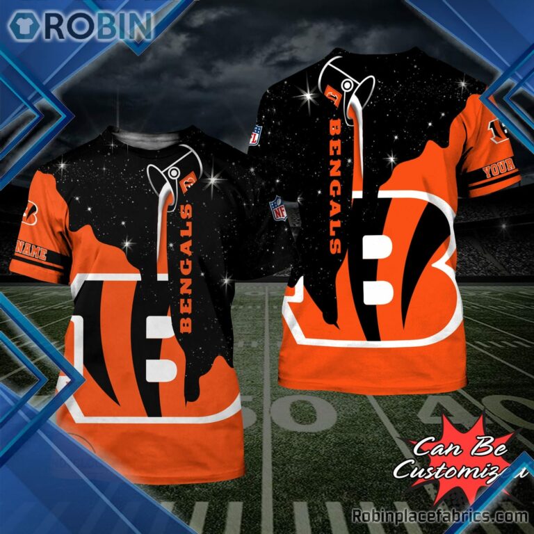 Football Shirts – C.Bengals Team Drip Paint Snowflake 3D All Over Print T-Shirt