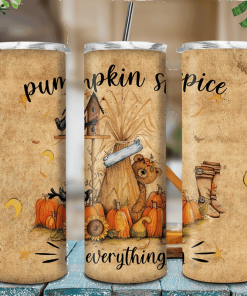 Glitter Pumpkin Spice Tumbler Halloween Design Skinny Tumbler