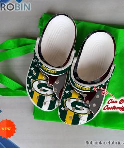 Green Bay Packers Crocs – Personalized Green Bay Packers Team American Flag Line Clog Shoes