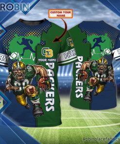 Green Bay Packers Custom Shirt – Custom Name Green and Navy 3D T Shirt Green Bay Packers Custom Shirt – Custom Name Green and Navy 3D T Shirt