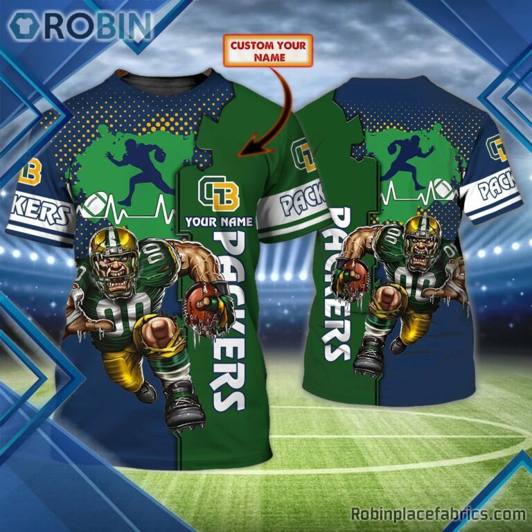 Green Bay Packers Custom Shirt – Custom Name Green and Navy 3D T Shirt