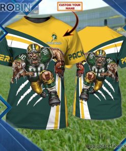 Green Bay Packers Custom Shirt – Custom Name Rushing AOP 3D T Shirt