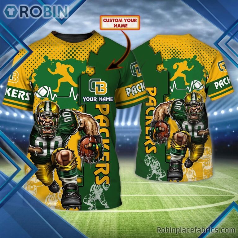 Green Bay Packers Custom Shirt – Personalized Rushing Yellow Limited 3D T Shirt