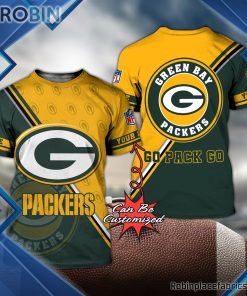 Green Bay Packers Shirts – Personalized Go Pack Go Football Pattern 3D All Over Print T-Shirt