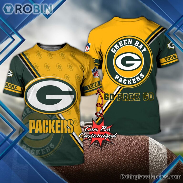 Green Bay Packers Shirts – Personalized Go Pack Go Football Pattern 3D All Over Print T-Shirt