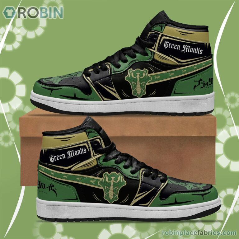 Green Mantis JD Sneakers Black Clover Custom Anime Shoes