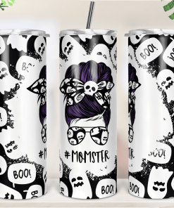 Halloween Boo Ghost Momster Mom Bun Hair Skinny Tumbler RBPL12