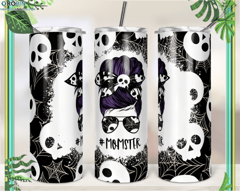 Halloween Cobweb Skull Momster Mom Bun Hair Skinny Tumbler RBPL78