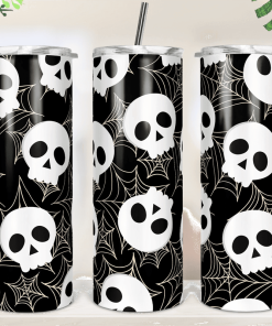 Halloween Cobweb Skulls Skinny Tumbler RBPL21