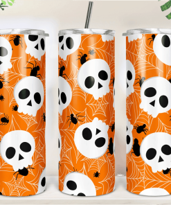 Halloween Cobweb Skulls Skinny Tumbler RBPL89