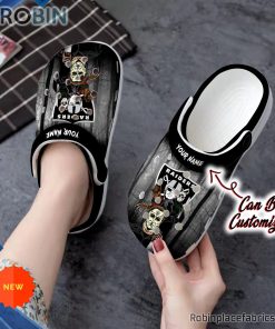 Halloween Crocs – Personalized Las Vegas Raiders Horror Movie Clog Shoes
