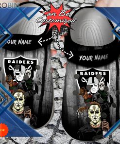 Halloween Crocs – Personalized Las Vegas Raiders Horror Movie Clog Shoes