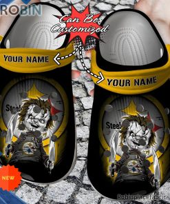 Halloween Crocs – Personalized Pittsburgh Steelers Curse Of Chucky Clog Shoes