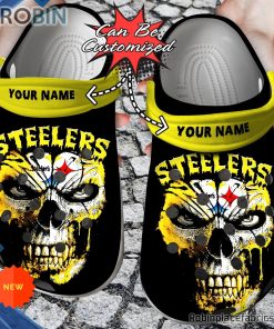 Halloween Crocs – Personalized Pittsburgh Steelers Skull Face Clog Shoes