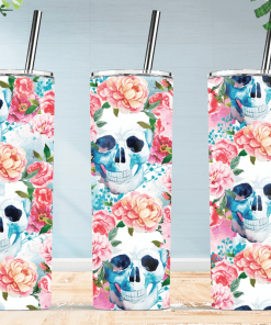 Halloween Floral Skull Halloween Tumbler Skinny Tumbler Halloween Floral Skull Halloween Tumbler Skinny Tumbler