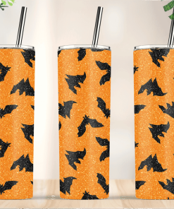 Halloween Glitter Bat Tumbler Skinny Tumbler