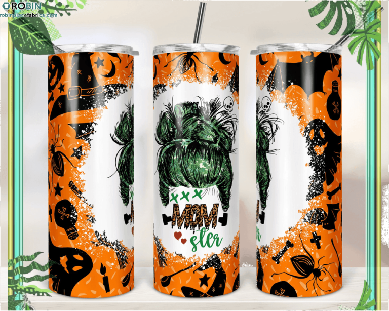 Halloween Momster Mom Bun Hair Skinny Tumbler RBPL12
