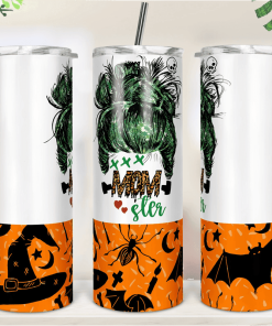 Halloween Momster Mom Bun Hair Skinny Tumbler RBPL23
