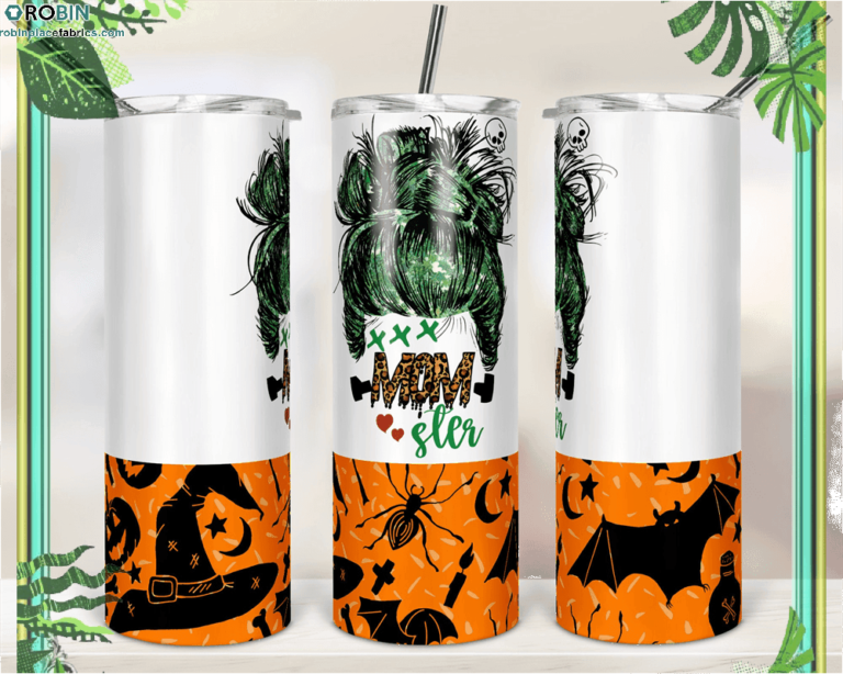 Halloween Momster Mom Bun Hair Skinny Tumbler RBPL23