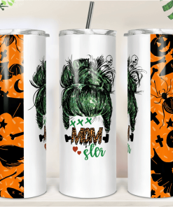 Halloween Momster Mom Bun Hair Skinny Tumbler RBPL34
