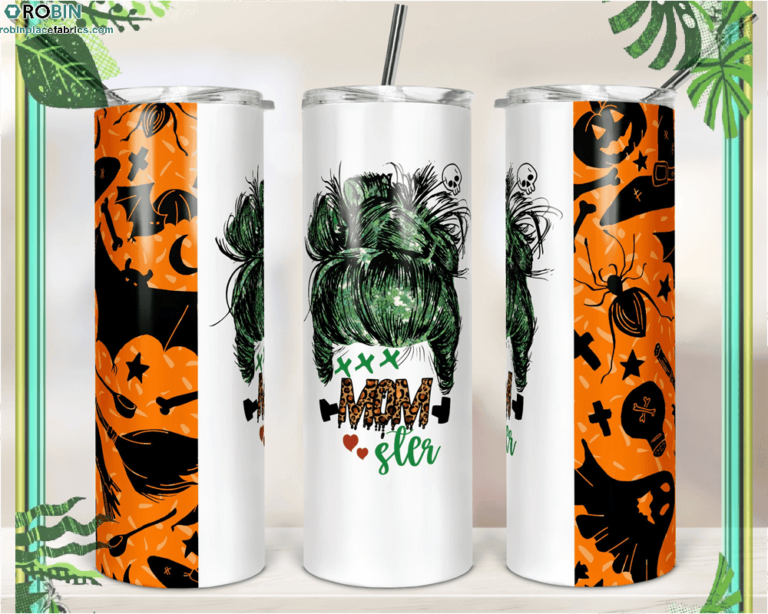 Halloween Momster Mom Bun Hair Skinny Tumbler RBPL34
