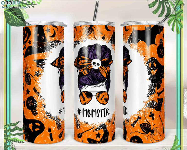 Halloween Momster Mom Bun Hair Skinny Tumbler RBPL45