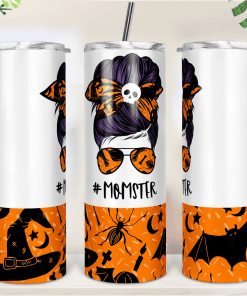 Halloween Momster Mom Bun Hair Skinny Tumbler RBPL56