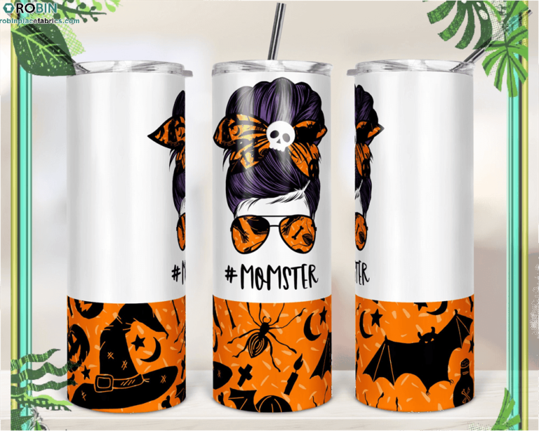 Halloween Momster Mom Bun Hair Skinny Tumbler RBPL56