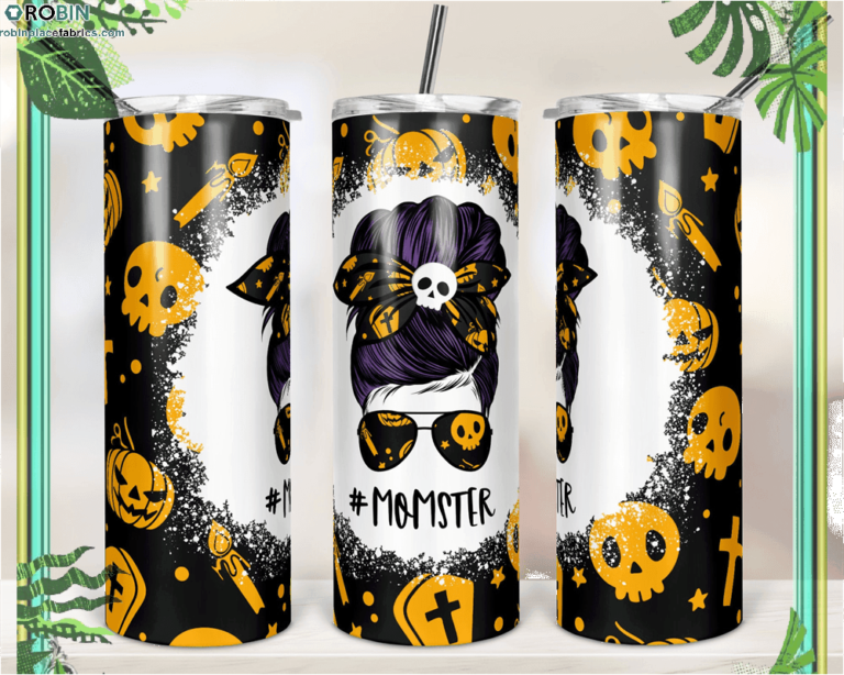 Halloween Momster Mom Bun Hair Skinny Tumbler RBPL67
