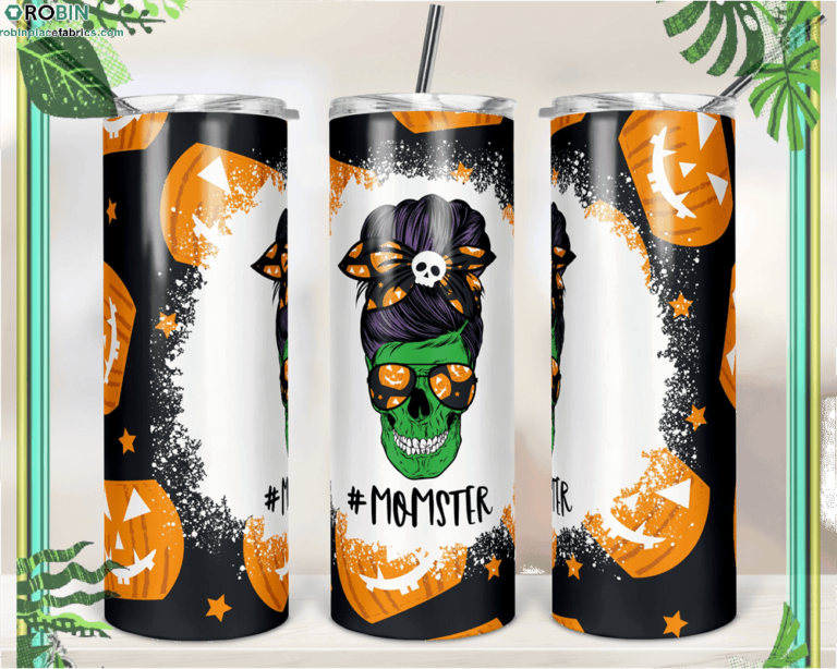 Halloween Pumpkin Momster Skull Bun Hair Skinny Tumbler RBPL34