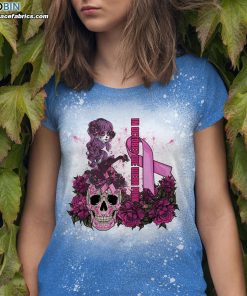 halloween sugar skull in october we wear pink bleached t shirt breast cancer skull bleached shirt 4 EIwVb